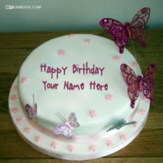 Butterflies Birthday Cake For Girls With Name
