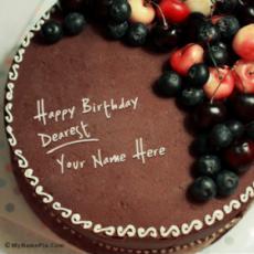 Chocolate Birthday Cake With Cherry With Name