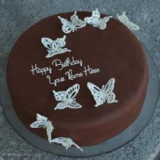 Chocolate Butterflies Birthday Cake With Name