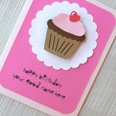 Cupcake Birthday Wish Card With Name