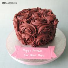 Flowers Chocolate Birthday Cake With Name