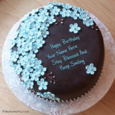 Flowers Chocolate Birthday Cake With Name