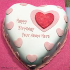 Heart Birthday Cake For Lover With Name