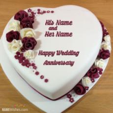 Heart Wedding Anniversary Cake With Name