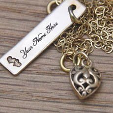 Personalized Bronze Tag Necklace With Name