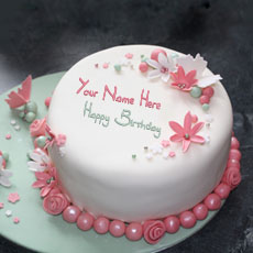 Flowers Elegant Cake With Name