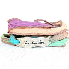 Personalized Hand Dyed Silk Wrap Bracelet With Name