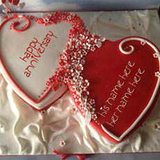 Happy Anniversary Hearts Cake With Name
