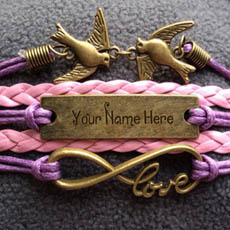 Personalized Love Birds Bracelet With Name