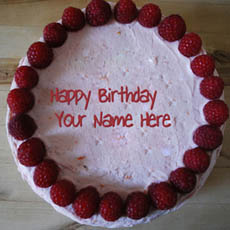Strawberry Border Birthday Cake With Name