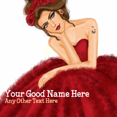 Red Dress Girl Drawing With Name
