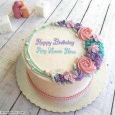 Romantic Colorful Roses Birthday Cake With Name