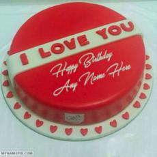 Romantic Red Velvet Happy Birthday Cakes With Name