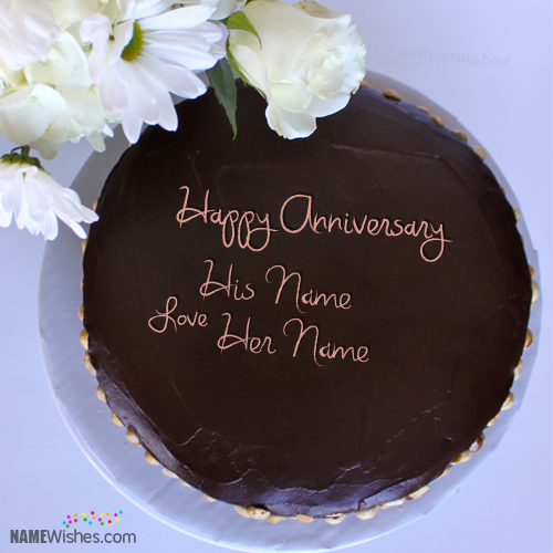 Chocolate Anniversary Cake With Name