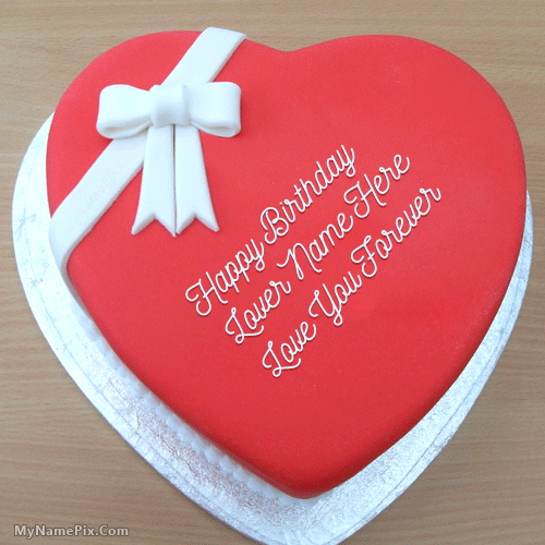 Heart Birthday Cake for Lover With Name