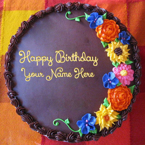 Awesome Flower Birthday Cake With Name