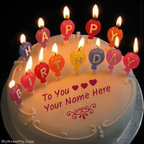 Candles Happy Birthday Cake With Name