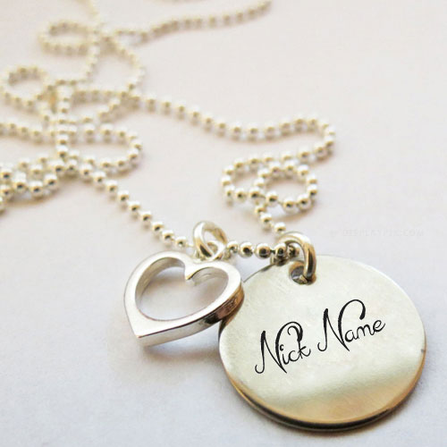 Personalized Nick Heart Necklace With Name