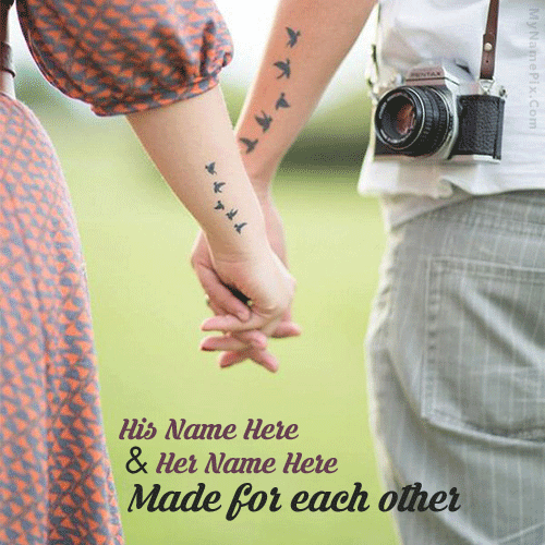 Lovely Couple Holding Hands With Name