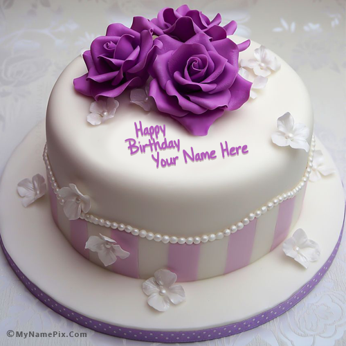Pretty Rose Birthday Cake With Name