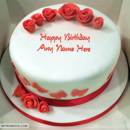 Roses Red Velvet Birthday Cake With Name