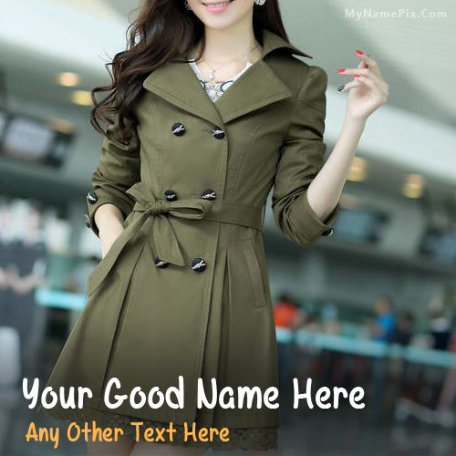 Stylish Girl In Coat With Name