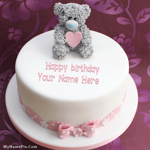 Teddy Birthday Cake With Name
